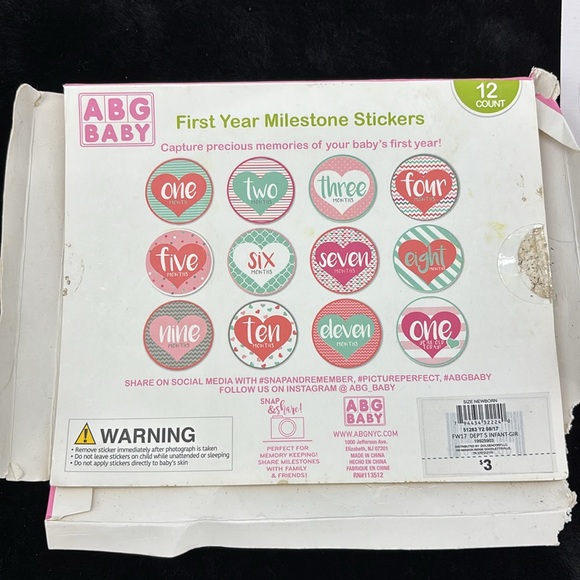 ABG Baby First Year Milestone Stickers 12 Count Infant Girls Precious Memories - Picture 6 of 16